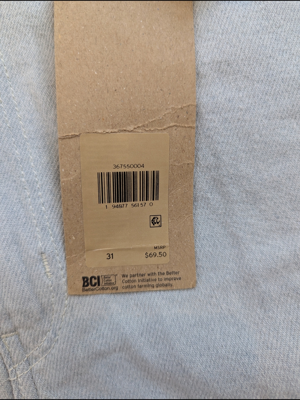 Levi's High Waisted Wide Leg Crop Jeans Utility Cotton Denim Size 31 Light Wash - Picture 5 of 11